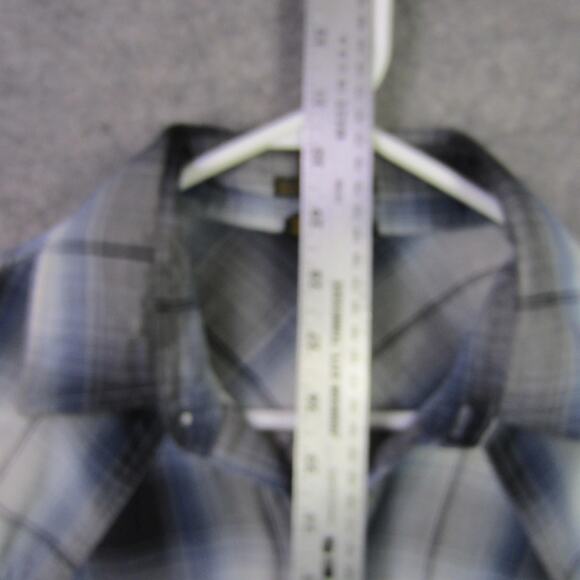 HOLT Shirt Mens Medium Blue Gray Plaid Pearl Snap Western Cowboy Long Sleeve - Picture 5 of 9